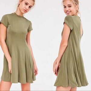 Dark Olive Green Mini Swing Dress Altar'd State Womens Small